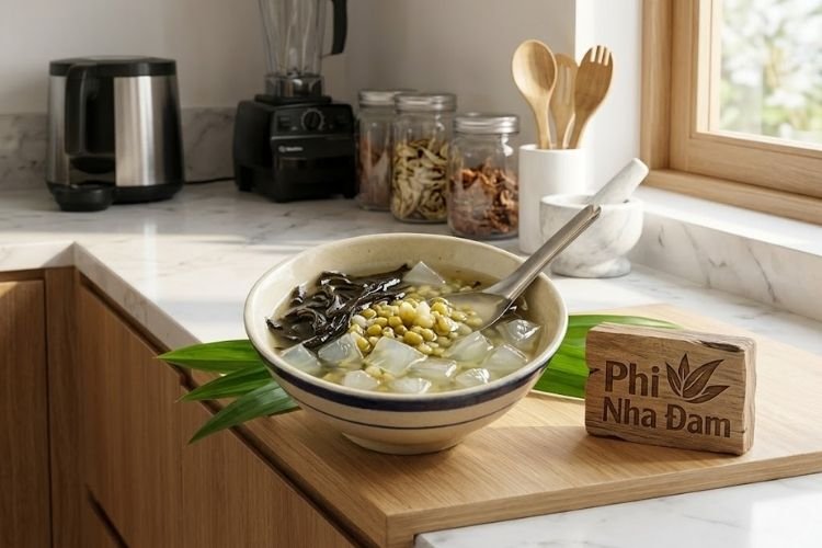 Chè nha đam đậu xanh phổ tai thanh mát