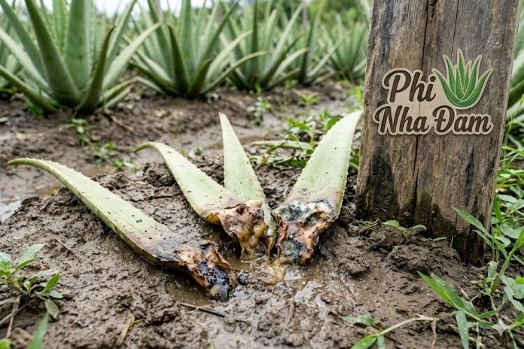 Lá nha đam cắm xuống đất bị thối nhũn do sai phương pháp