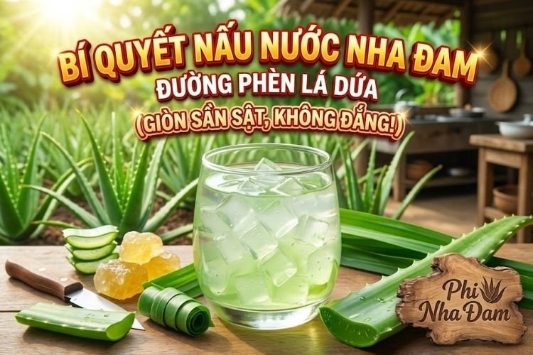 Bí Quyết Nấu Nước Nha Đam Đường Phèn Lá Dứa (Giòn Sần Sật, Không Đắng)