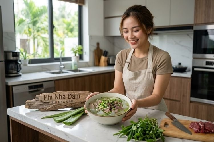 Món canh nha đam thịt bò ngọt nước thanh mát
