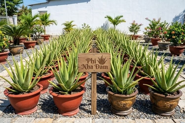 Vườn nha đam Thái trưởng thành phơi nắng toàn phần để quang hợp