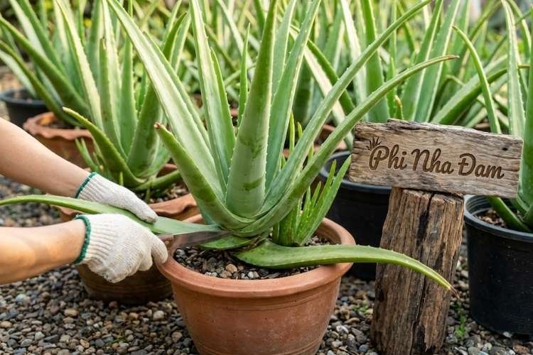 Chọn bẹ nha đam Thái ở tầng dưới cùng để cắt
