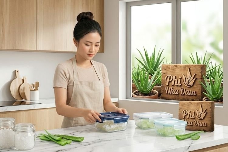 Sử dụng hộp thủy tinh siêu kín khí giúp bảo quản thạch nha đam tươi giòn lâu dài